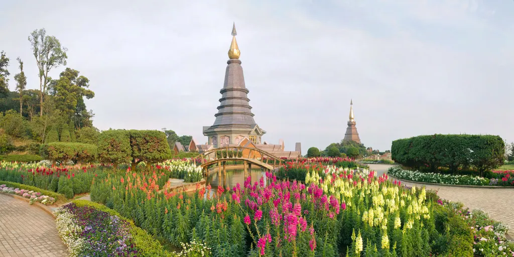 De to kongelige pagoder og blomsterhaverne på Doi Inthanon