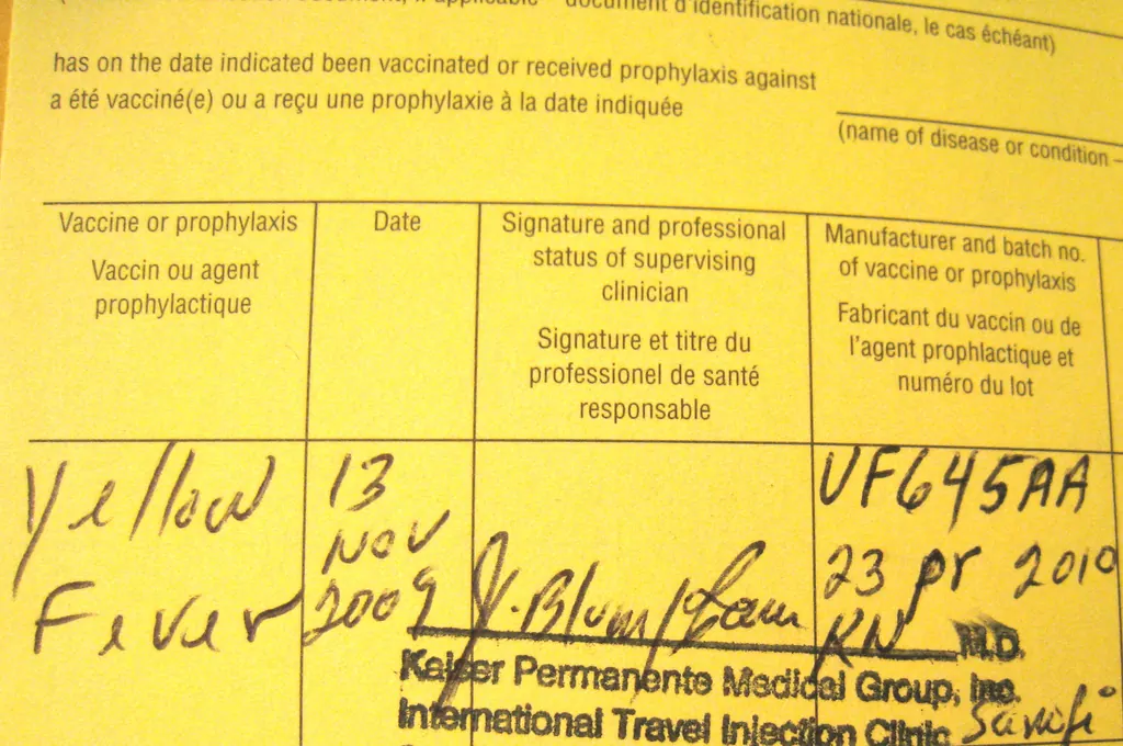 Internationalt vaccinationsbevis for gul feber, det gule kort